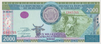 Банкнота 2000 франков 2001 года. Бурунди. р41