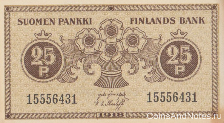 25 пенни 1918 года. Финляндия. р33(5)