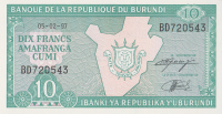 10 франков 1997 года. Бурунди. р33d(97)