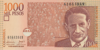 1000 песо 2007 года. Колумбия. р456g 1000 песо 2007 года. Колумбия. р456g
