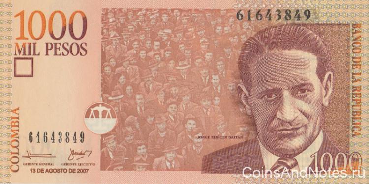 1000 песо 2007 года. Колумбия. р456g