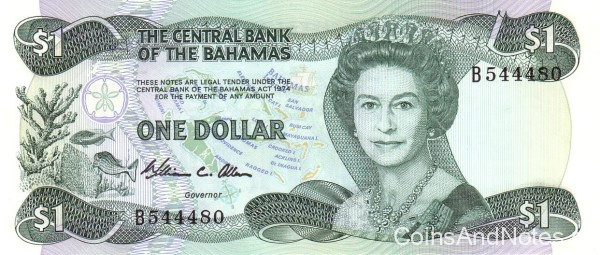 1 доллар 1974(1984) года. Багамские острова. р43а