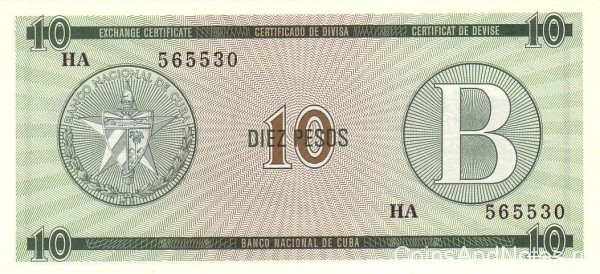 10 песо 1985 года. Куба. рFX8