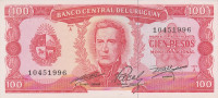 Банкнота 100 песо 1967 года. Уругвай. р47а(3)
