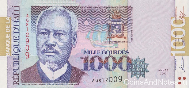 1000 гурдов 2007 года. Гаити. р278с
