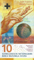 10 франков 2017 года. Швейцария. р 75(1)