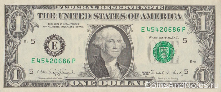 1 доллар 1988А года. США. р480с(Е)