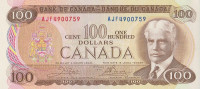 Банкнота 100 долларов 1975 года. Канада. р91b