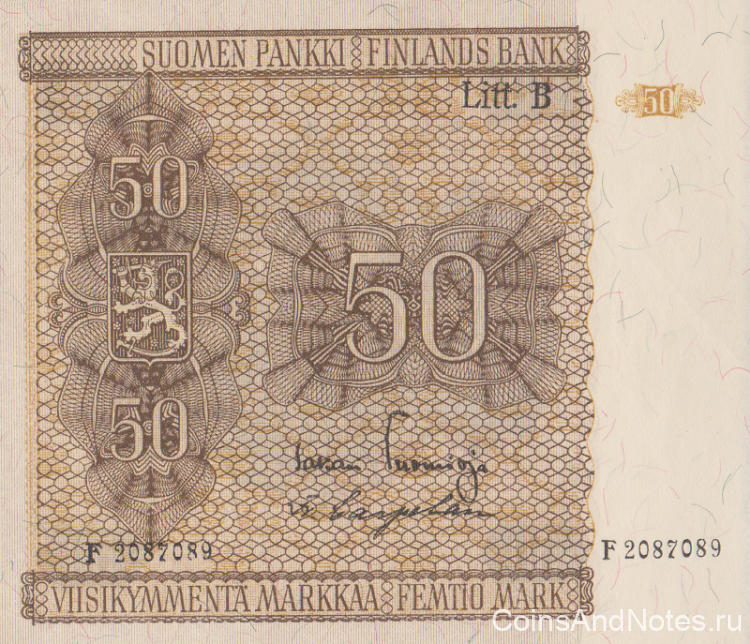 50 марок 1945 года. Финляндия. р87(18)