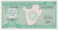 10 франков 1991 года. Бурунди. р33b(91)