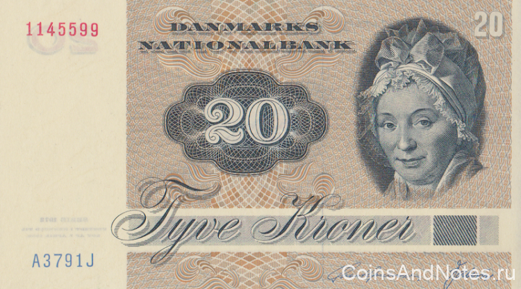 20 крон 1979 года. Дания. р49а(1)