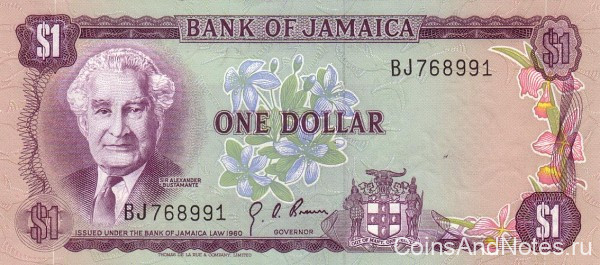 1 доллар 1960(1970) года. Ямайка. р54