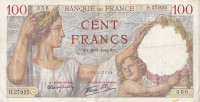 100 франков 29.01.1942 года. Франция. р94(42)