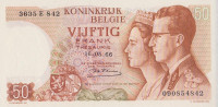 Банкнота 50 франков 1966 года. Бельгия. р139(1)