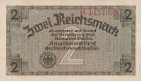 2 рейхсмарки 1940-1945 годов. Германия. Оккупированные территории. рR137а