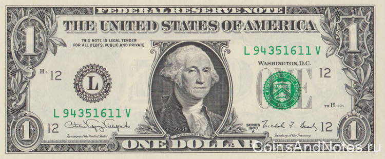 1 доллар 1988 года. США. р480b(L)