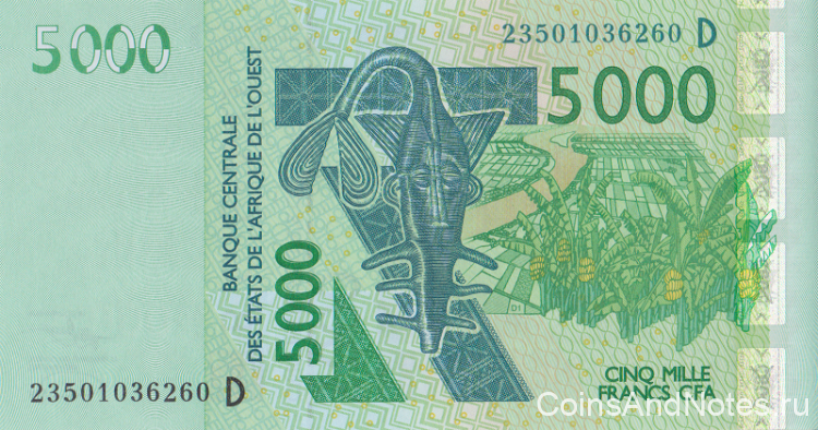 5000 франков 2023 года. Мали. р417D(23)
