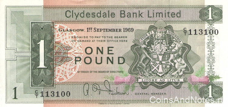 1 фунт 1969 года. Шотландия. р202