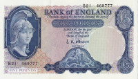 5 фунтов 1957-1967 годов. Великобритания. р371