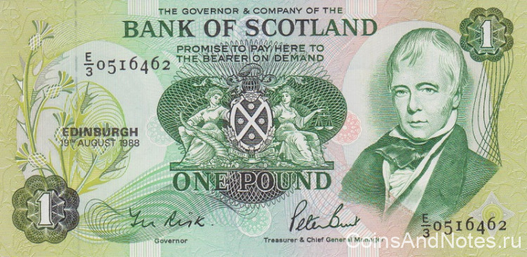 1 фунт 1988 года. Шотландия. р111g