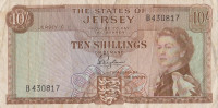 Банкнота 10 шиллингов 1963 года. Джерси. р7