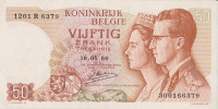 Банкнота 50 франков 1966 года. Бельгия. р139(3)