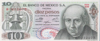 Банкнота 10 песо 16.10.1974 года. Мексика. р63g(4)