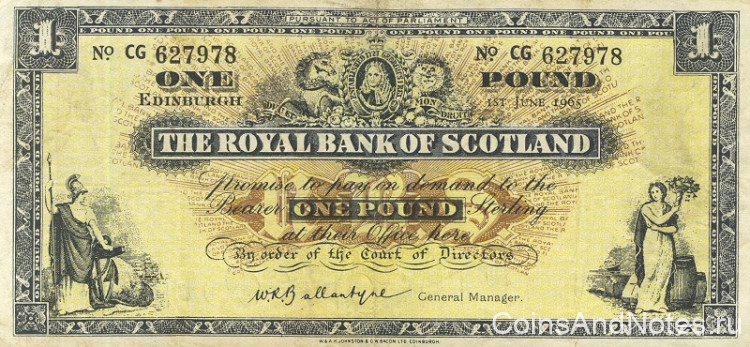1 фунт 01.06.1965 года. Шотландия. р325b(65)