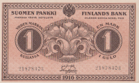1 марка 1916(1918) года. Финляндия. р19G(4)