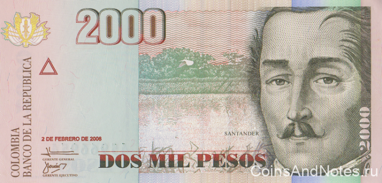 2000 песо 2006 года. Колумбия. р457b