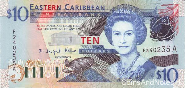 10 долларов 2003 года. Карибские острова. р43а