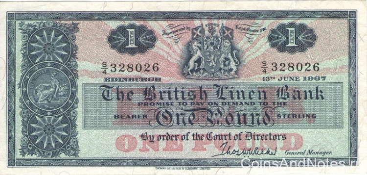 1 фунт 1967 года. Шотландия. р168