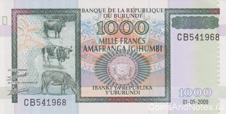 1000 франков 01.05.2009 года. Бурунди. р46