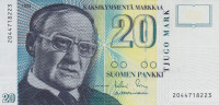 Банкнота 20 марок 1993 года. Финляндия. р122(6)