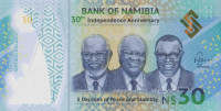 Банкнота 30 долларов 2020 года. Намибия. р new