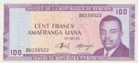 100 франков 1993 года. Бурунди. р29с