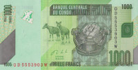 Банкнота 1000 франков 2020 года. Конго. р101