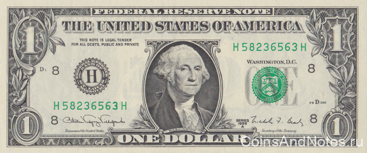 1 доллар 1988 года. США. р480b(H)
