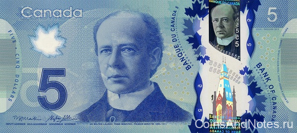 5 долларов Канады 2013 года р106b