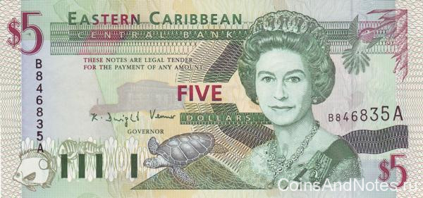 5 долларов 1994 года. Карибские острова. р31а