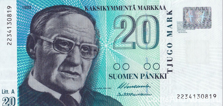 20 марок 1993 года. Финляндия. р123(12)