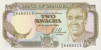 Банкнота 2 квача 1989 года. Замбия. р29а